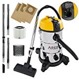 Arebos Aspirador industrial Aspirador en seco y húmedo |  Aspirador de 2300 W |  30 L Amarillo