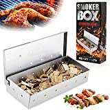 WELLXUNK Ahumador de barbacoa de acero inoxidable, caja de aroma de barbacoa, caja de humo de barbacoa, caja de ahumador de gas para parrilla, caja de barbacoa, caja de ahumador de barbacoa, barbacoa de gas y barbacoa de carbón