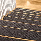 HOUSE DAY Alfombra para Escaleras, 20 x 76 cm, Alfombra Antideslizante y Absorbente de Sonido con Adhesivo Trasero, para Niños, Ancianos, Perros, Marrón (Juego de 14)