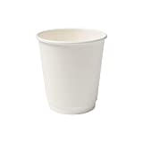 BIOZOYG Vasos de Café Desechables Doble Pared Vasos Ecológicos de Cartón I 100 Vasos de Cartón Blancos Sin Imprimir para Llevar 200 ml / 8 oz I 100% biodegradables, compostables