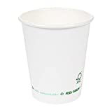 1000 Unidades - 1 Vaso Papel Pared 'Plastic Free' 240 ml 280 G/M2 Ø8 / 5,6 x 9,2 Cm Cartón Blanco