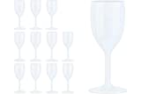 Relaxdays Copas de flauta de plástico, juego de 12, a prueba de golpes, recargables, sin BPA, champán y vino espumoso, blanco