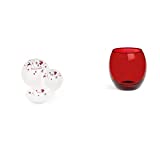 Excelsa Vajilla Navideña 18 Piezas, Porcelana, Blanco/Rojo & Corinto Set 6 Vasos Agua, Rojo, 6 unidades
