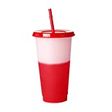 Frdun Tazas que cambian de color, reutilizables con tapas y tazas de agua fría con pajita helada, color para fiestas, viajes, café, té, bebidas para adultos y niños (710 ml)