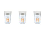 NUK - Set de 3 Tazas Mágicas para Bebés, Antiderrames, Diseño Neutro Salvaje y Libre, para Niño o Niña, 8 Meses + 230ml