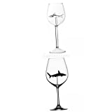 MERIGLARE 2 Piezas Copas de Vino de Tiburón Copas de Vino Transparentes Copa de Vino Tinto para Bar Cumpleaños