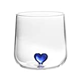 Cabilock Glass Pareja de vidrio Copas de vino de cristal Parejas Corazón Corazón Copas de vino sin tallo Copas de vino Cóctel Vaso para él y ella Regalos de aniversario Bodas dobles Nupcial Azul
