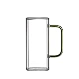 Taza de café de vidrio de 400 ml, taza de café cuadrada gruesa con asa para chocolate caliente, cerveza con leche jusica, apta para lavavajillas