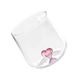 PATKAW Copa de vino de vidrio sin tallo Vino Vino Corazón Bebida Vaso Vaso de fondo plano Cocina Boda Vasos para jugo Cóctel Vino Agua Hielo Agua Rosa