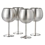 OS Oak & Steel ENGLAND Copas de ginebra plateadas, Vasos irrompibles de acero inoxidable mate