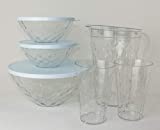 Tupperware - Tazón Diamond, 2L, 2 x 500ml, 2 x 500ml, 2 x 475ml Tazas, con Mini Colador, Color: Púrpura