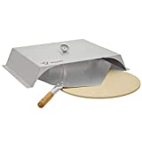 BBQ-TORO Inserto para Pizza para Barbacoa de Gas |  Acero inoxidable |  56x39cm |  Tapa Pizza con termómetro |  Pizza Hood (Inserto de pizza con piedra y pala)