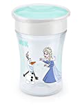 NUK Disney Frozen Magic Cup, 230 ml, borde único para beber, disco de sellado de silicona, a partir de 8 meses, sin BPA, pieza 1, Elsa y Olaf (plata)