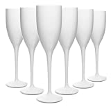 Copa de champán RB, plástico premium, irrompible, reutilizable, color blanco, 13 cl, juego de 6