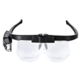 FFLSDR 4.5 Gafas de potencia Reparación de lupa Lectura de seis potencias y reparación de periódicos Dos fuentes de luz LED ajustables