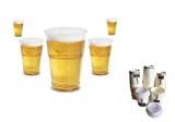 Vasos de PLÁSTICO transparente Cerveza DESECHABLE 300CC Kit de Barra de 500 Piezas con 500 Vasos y Tapa TAKE-AWAY de 100ml Ideal para Café Espresso