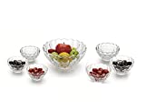 Set de 7 fruteros de cristal transparente resistente, set de tazones para ensaladas, postres, sundae, para servir helados, haciendo único tu hogar y restaurante.