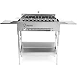 BBQ-Toro Grill con mesa con asador eléctrico y grill |  Asador de acero inoxidable con 9 pinchos y motor |  con enchufe y USB