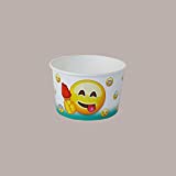 Lucgel Srl 200 Piezas Vasos de Papel para Helado Emoticono de Polietileno EMOJI 160cc para Alimentos Vaso de Papel para Helado ENVASADO DE ALIMENTOS