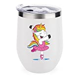 Cartoon Ballet Unicornio Taza de café de viaje con aislamiento térmico Té Café Vaso 304 Acero inoxidable 350ml-negro