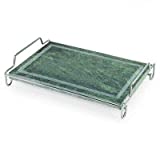 Euronovità SRL Parrilla Rectangular de Esteatita con Soporte de Acero, Gris, 19 x 37 cm