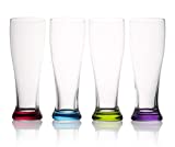 Vasos de cerveza con base de color - Pilsner Drinkware set of 4 - Vasos altos para cerveza, vino, batidos de frutas, café frío - 450 ml Set de 4 Pilsner