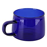 01 02 015 Taza de vidrio, taza de café de vidrio de borosilicato resistente al calor fácil de limpiar con asa para el hogar (azul)