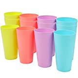 Belle Vous Vasos de Plástico de Colores 600 ml (12uds) - Vasos de Plástico Rígidos Reutilizables 4 Colores - Copas de Cóctel de plástico para Barbacoa, Picnic y Playa - Apto para lavavajillas, libre de BPA