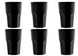 Granate Negro Vaso Reutilizable "Granity 40 Set de 6 Piezas - Apto para lavavajillas-40 Edge/33-35 cl por servicio-Fabricado en Italia, 0,4 Litros, Plástico