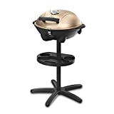 Barbacoa eléctrica BBQ-9479 SUNTEC |  uso al aire libre como barbacoa independiente o de mesa |  en el balcón, terraza, jardín y camping |  barbacoas eléctricas con máx.  2400 vatios |  tapa dorada