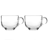 Vasos de vidrio transparente para agua, vasos de vidrio, bebidas, postres, leche, vasos de vidrio transparente con asa (Color: B (2pcs)