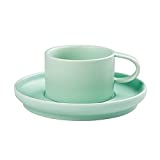 COLiJOL Taza de café de porcelana Taza de trofeo y platillo, 7.77Oz / 230Ml Tazas de capuchino grandes Tazas de tapón de té Tazas de té con asa Taza de desayuno Vasos para beber Taza de té de piña Taza