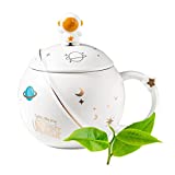 NAKYLUCY Taza de cerámica con forma de planeta para el espacio exterior con asa cómoda - Linda taza del universo con forma de planeta astronauta para bebidas de jugo de cola de agua - Taza