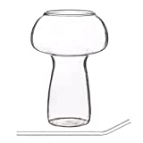 Luxshiny - Taza de cóctel con forma de seta, taza Tiki de cerámica, novedosas copas de cóctel con barra de paja, divertida taza de café, taza de bebida de cóctel, copa de vino para el hogar y la oficina