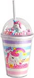 COSYSENSE Vaso con pajita, vasos con tapas y pajitas, botella para beber con pajita, taza de café helado, vaso de plástico reutilizable, 380 ml (arcoíris)