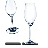 Vasos magnéticos silwy® Vasos de cristal fino con imanes perfectamente integrados y posavasos de nano-gel metálico (Champagne // 0,2 litros)