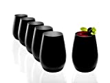STÖLZLE LAUSITZ Vasos ELEMENTS 465ml Black & Silver I Juego de 6 vasos I Juegos de vasos aptos para lavavajillas I Irrompibles I Vasos universales para agua, zumo, whisky
