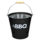 ECD Germany Mini Grill Barbacoa Cubo con Rejilla y Asa de Transporte Ø 25 cm Acero Inoxidable Negro Mate Camping Jardín Patio Picnic Fiesta Barbacoa de carbón Cubo portátil