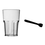 Vaso reutilizable transparente granate "Granity 40, juego de 6 piezas, apto para lavavajillas, borde 40 y barra de plástico 2003 con puntas, negro, para exprimir limón o
