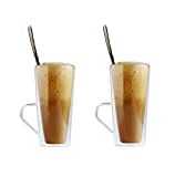 Maxxo Vasos para batidos de doble pared 4x 320ml Vasos con aislamiento térmico Vidrio resistente al calor y al frío Vidrio de borosilicato