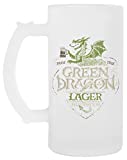 Green Dragon Lager - Jarra de cerveza de cristal Geek Taza de cerveza de cristal
