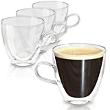 4 vasos de doble pared con asa - Apto para lavavajillas (80ml)