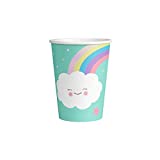 Amscan 9904301 - Vasos de papel Rainbow and Cloud, 8 piezas, 250ml, vasos de papel desechables