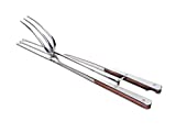Steakarola Smart_Migliore Pinzas para Barbacoa en Acero Inoxidable y Madera Maciza Moleteada