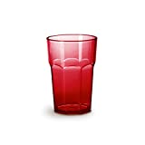 Omada Design Vaso Octogonal de Plástico Irrompible, Apilable, 42,5 cl, altura 12,5 cm, apto para lavavajillas, Línea Unglassy, ​​Rojo