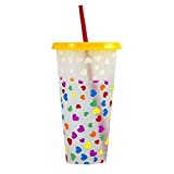 dfewf Vasos que cambian de color Vasos de plástico reutilizables Vasos de almacenamiento de agua fría con pajitas Amarillo