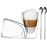 Duos by Feelino - Set de 2 vasos térmicos de doble pared de 310 ml + 2 cucharillas, también apto para té, té helado, zumos, agua, coca cola, cócteles.