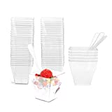 50 tazas de postre, recipientes para comida con los dedos, 2 onzas/60 ml, tazas de postre de plástico reutilizables, tazas transparentes para comida con los dedos, tazas de postre para aperitivo, postre, pudín