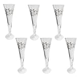 Copas de champán que fluyen, copas de licor de cristal con decoración plateada para el hogar, vajilla, juego de 6, gran idea de regalo, detalles modernos elegantes