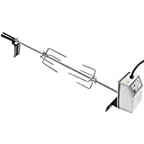 LZQ Brocheta para barbacoa, juego de 107 cm, con 2 agujas para carne y motor de acero inoxidable, 220 V, brocheta giratoria, brocheta eléctrica, brocheta universal de acero inoxidable 304